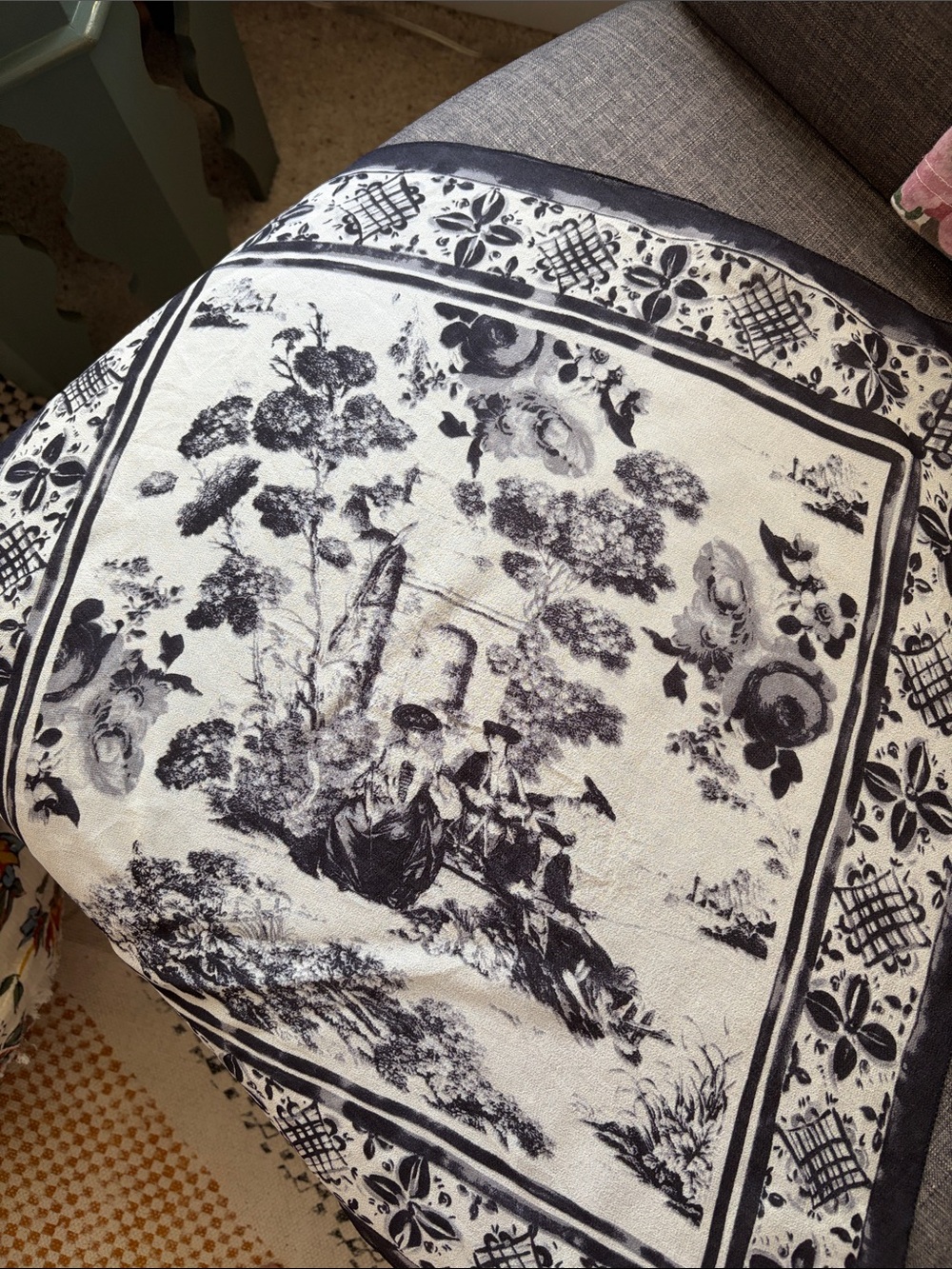 Classic Black and cream Toile red and white toile square scarves